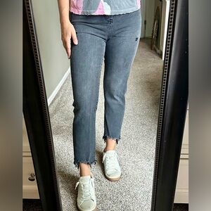 Kendall & Kylie Ankle Cropped Jeans with Frayed Hem